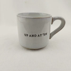Hearth & Hand with Magnolia "UP AND AT 'EM" Glazed Stoneware Coffee Mug Cup 16oz - Picture 1 of 7