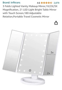 Genius Tri-Fold Adjustable Make-up Mirror - White - Picture 1 of 1