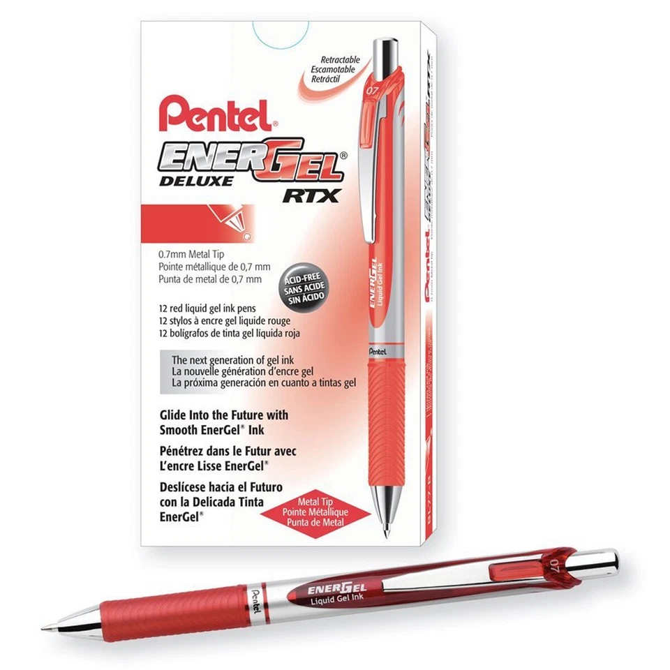 Pentel Energel Rtx Retractable Gel Pen, Medium 0.7Mm, Red Ink, 1 EA - Image 1 of 1