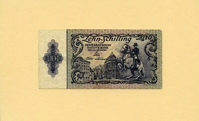 AUSTRIA ÖSTEREICH 10 SCHILLING 1950 P128 F++ Overprint: 2 AUFLAGE (2nd issue) - Image 1 of 2