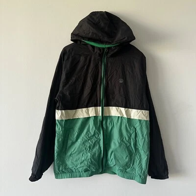 Y2K Volcom Skater Skateboard Hooded Windbreaker Green Grey Large - Image 1 of 4