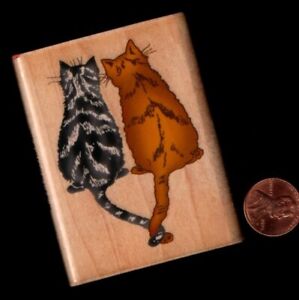 HTF INKADINKADO 6709-N  Cats Crossing Tails - USED - Rubber Stamp