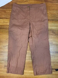 J Jill Linen Stretch Size 12 Rusty Red Cropped Pants Read - Picture 1 of 6