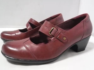PF2 Women's CLARKS Ingalls Siene Size 9 Shoes Mary Jane Pumps Burgundy Leather - Picture 1 of 12