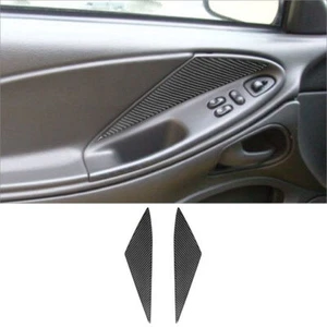 2Pcs Carbon Fiber Interior Door Panel Cover Trim For Ford Mustang 2001-04 - Picture 1 of 15