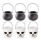  6 Pcs Witch Candy Jar Black Small Basket Bucket Hallowe'en Party Stand