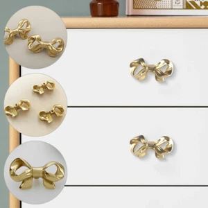 Bowknot Kitchen Knobs Brass Cabinet Pulls Handles Cupboard Drawer Door Furniture - Picture 1 of 14