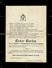 1897-1946 Lot faire-part décès Belgique LIESENS MORIMONT ADDISON ADRIAEN BARTON