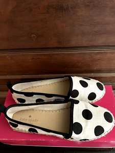 NIB Kate Spade New York LENE Black and White Polka Dot Canvas Womans Shoes 6M - Picture 1 of 9