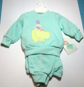 NWT Vtg 90s Baby Girl 12 Mos 18-20 lb Sweatsuit Sweatshirt Set elephant applique - Picture 1 of 5