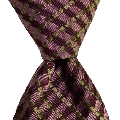 Corbata para hombre DANIEL MILANO 100 % seda diseñador ITALIA geométrica púrpura/verde nueva con etiquetas Foto 1 de 3