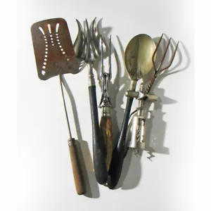 Set of 6 Rustic Utensils, Henckels Germany, Corkscrew, Twisted Metal Fork, 12.5" - Picture 1 of 12