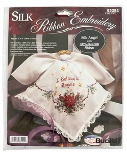 Bucilla Silk Ribbon Embroidery Kit I Believe in Angels Christmas Ornament VTG - Picture 1 of 7