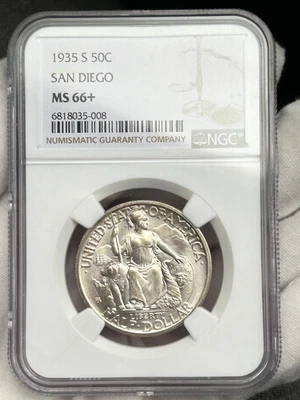 1935-S San Diego 50C Classic Commemorative Half Dollar NGC MS66+ Silver Coin - Image 1 of 4