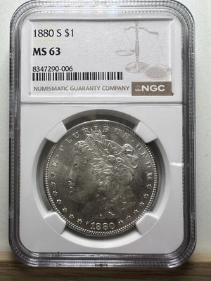 1880-S Morgan Silver Dollar NGC MS63 – Bright Cartwheel Luster – Nice Eye Appeal - Image 1 of 4