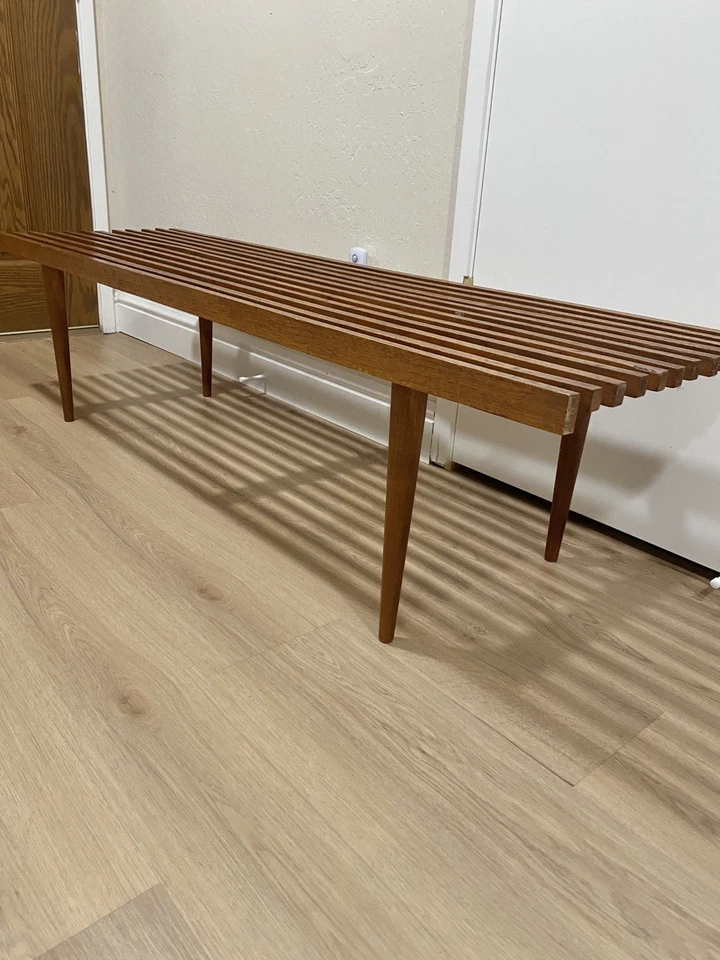 Mid Century Modern Walnut Slat Bench or Coffee Table - EXCELLENT Condition!  - Image 1 of 4