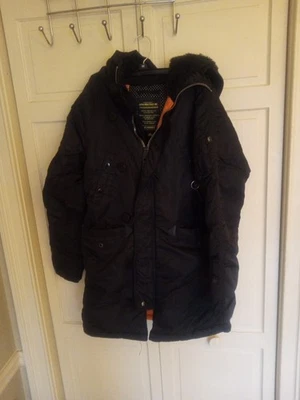 Parka con capucha Alpha Industries n-3b clima frío extremo azul marino para hombre talla pequeña Foto 1 de 4