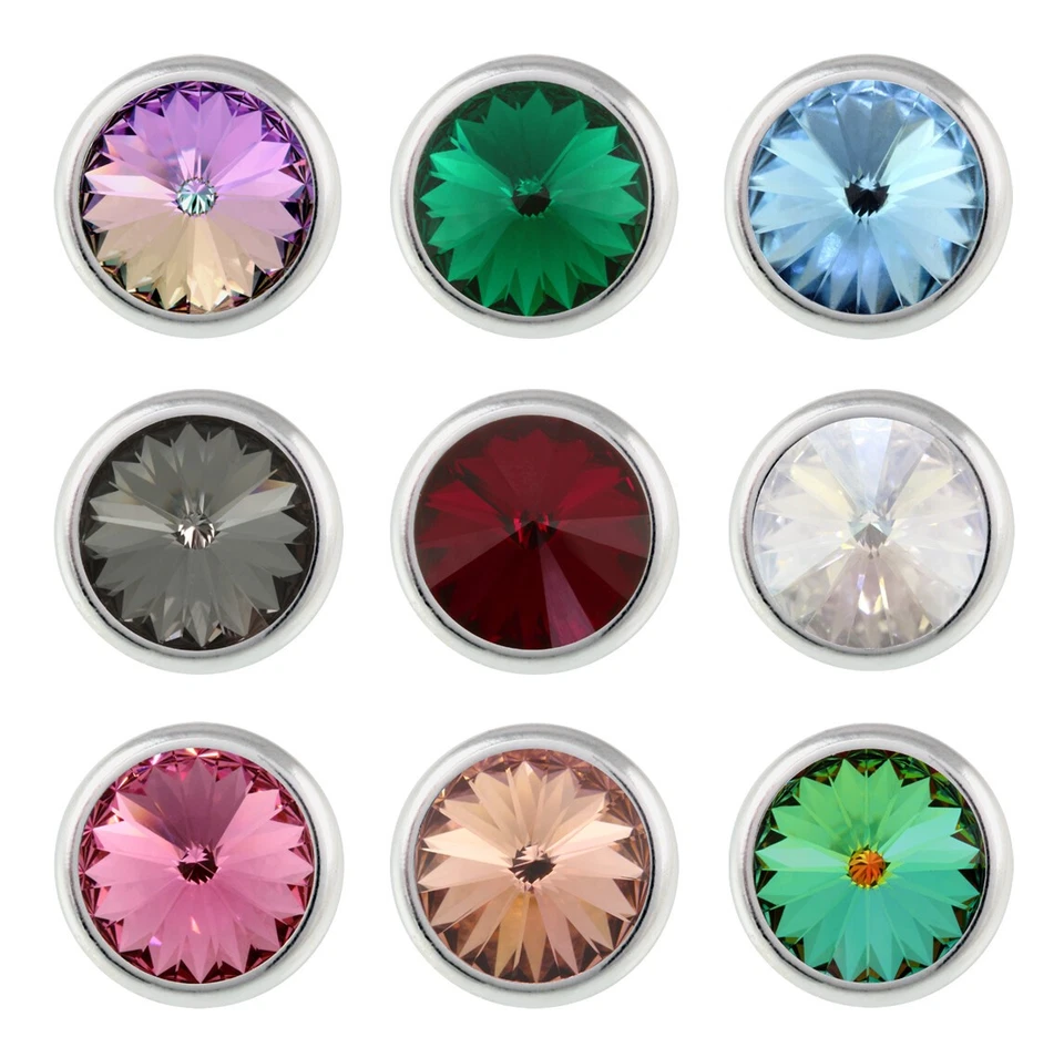 Sterling Silber Runde Ohrringe Ohrstecker aus 1122 10 mm Primero® Kristallen - Bild 1 von 1