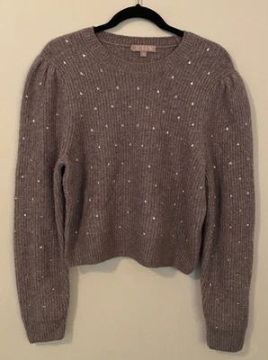 Suéter corto J.CREW lana merino mezcla de alpaca púrpura brillante caprichoso para mujer M Foto 1 de 4