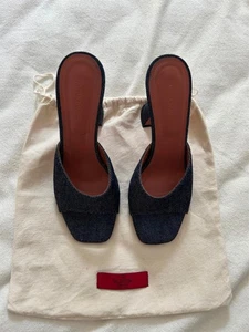 $995 Amina Muaddi 39.5 Denim Lupita heel mule - Picture 1 of 4