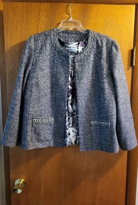 Traje Alfred Dunner Chaqueta Separada 16P Top Talla L Púrpura Blanco Foto 1 de 4