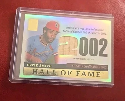 2004 Topps Tribute Hall of Fame Ozzie Smith game used bat patch relic CARDINALS  - Image 1 of 2