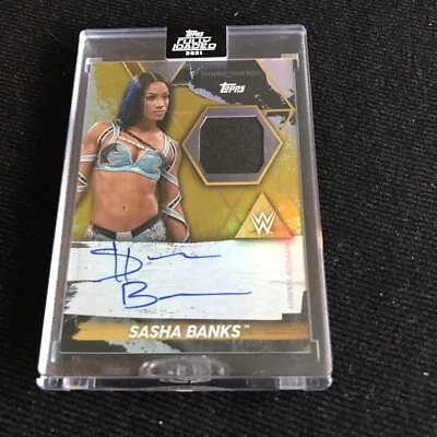 2021 Topps WWE Fully Loaded Sasha Banks Metal Chair Citrine Relic Auto #3/75 - Image 1 of 2