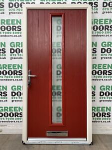COMPOSITE FRONT DOOR EXTERIOR EXTERNAL RED WOOD GRAIN WIDE DOUBLE GLAZED NEW GRP