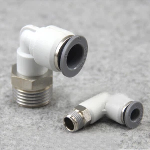 PE L-type Air Push In Fitting Quick Pneumatic Elbow Connector Male Thread 4-12mm - Picture 1 of 6