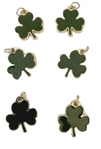 Shamrock Clover Charms for St. Patrick's Day DIY jewelry making lot of 6 - Picture 1 of 3