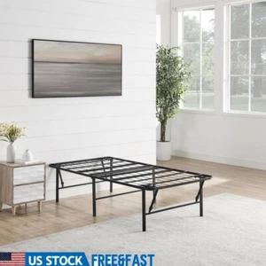 Foldable Steel Bed Frame High Profile W/ Under Bed Storage Easy Assembly New - Picture 1 of 17