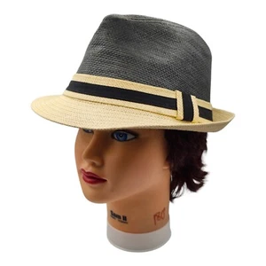 Magid Hats Straw Black Top White Brim Hat Fedora Men's Size 6 - Picture 1 of 6
