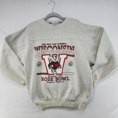 Vintage 1994 Rose Bowl Wisconsin Badgers Big 10 Champs Crewneck Sweatshirt 90s L Cover