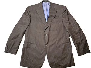 Sean John Mens Suit Jacket Sport Coat 2 Button Brown Pinstriped Lined 44R - Picture 1 of 9