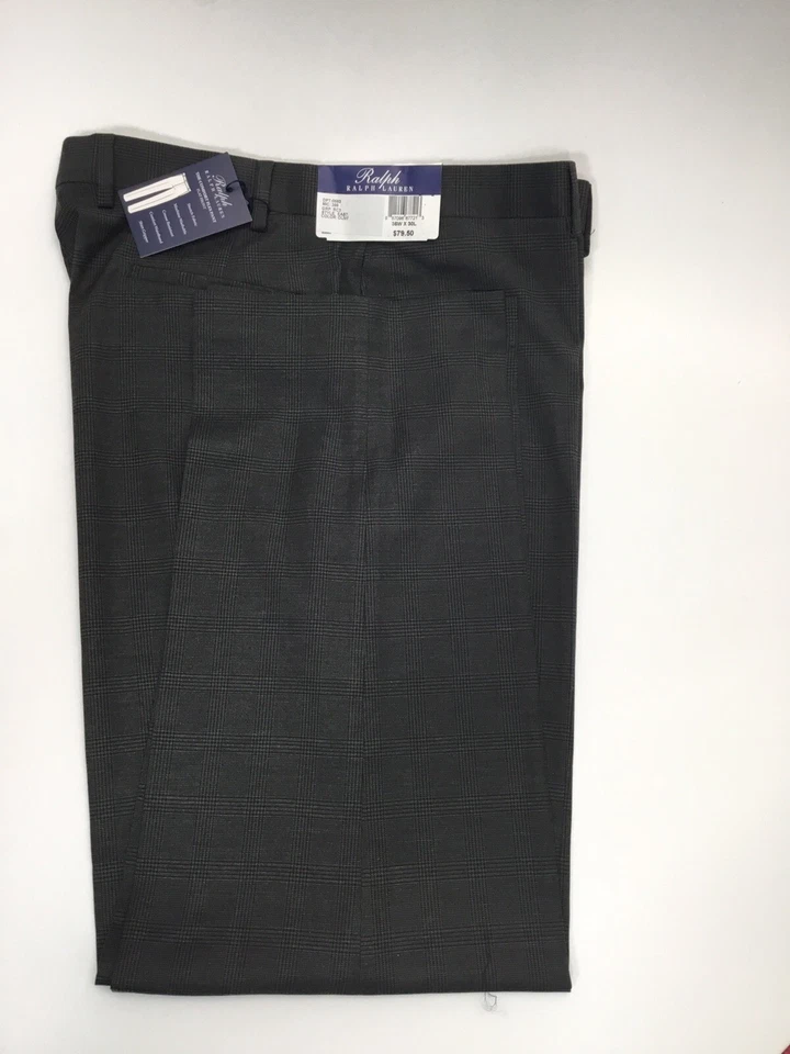 Pantalón de vestir Ralph Lauren para hombre cómodo flexible, ajuste clásico, frente plano, oliva 32X30. Foto 1 de 1