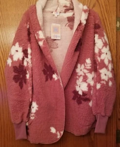 Lularoe Teddy Bear Jacket Medium Pink Floral NWT  - Picture 1 of 11