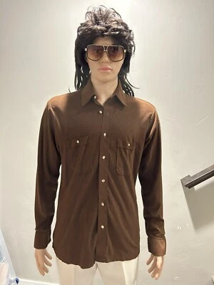 Camisa para hombre Bon Marchè marrón imitación sude vintage años 80 marrón talla 16-16,5 grande” Foto 1 de 4