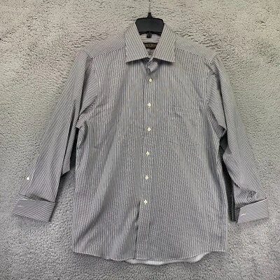 Camisa de vestir Donald J Trump para hombre 16 32/33 negra blanca a rayas puño francés sin planchar Foto 1 de 4