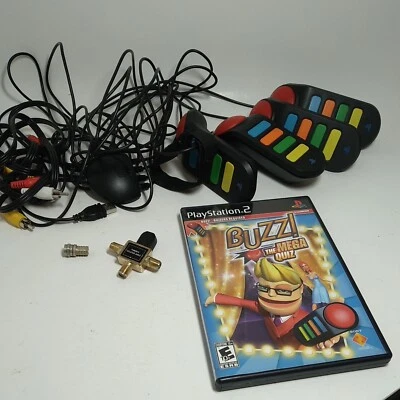 Playstation 2 PS2 Buzz The Mega Quiz Game  w/ Buzzer Controllers - Image 1 of 4