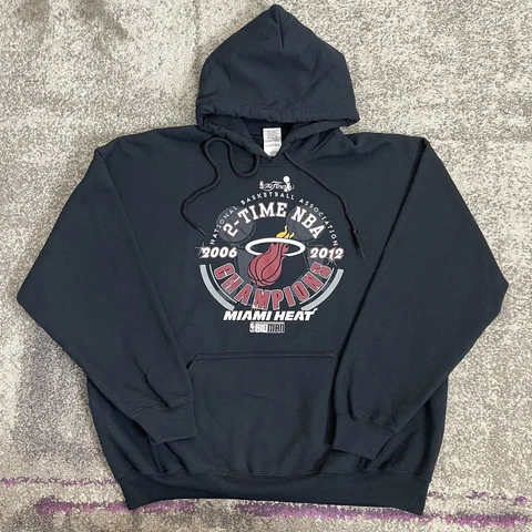 NBA Miami Heat 2 Time Champions Basketball Sweater Hoodie Mens XL Cover