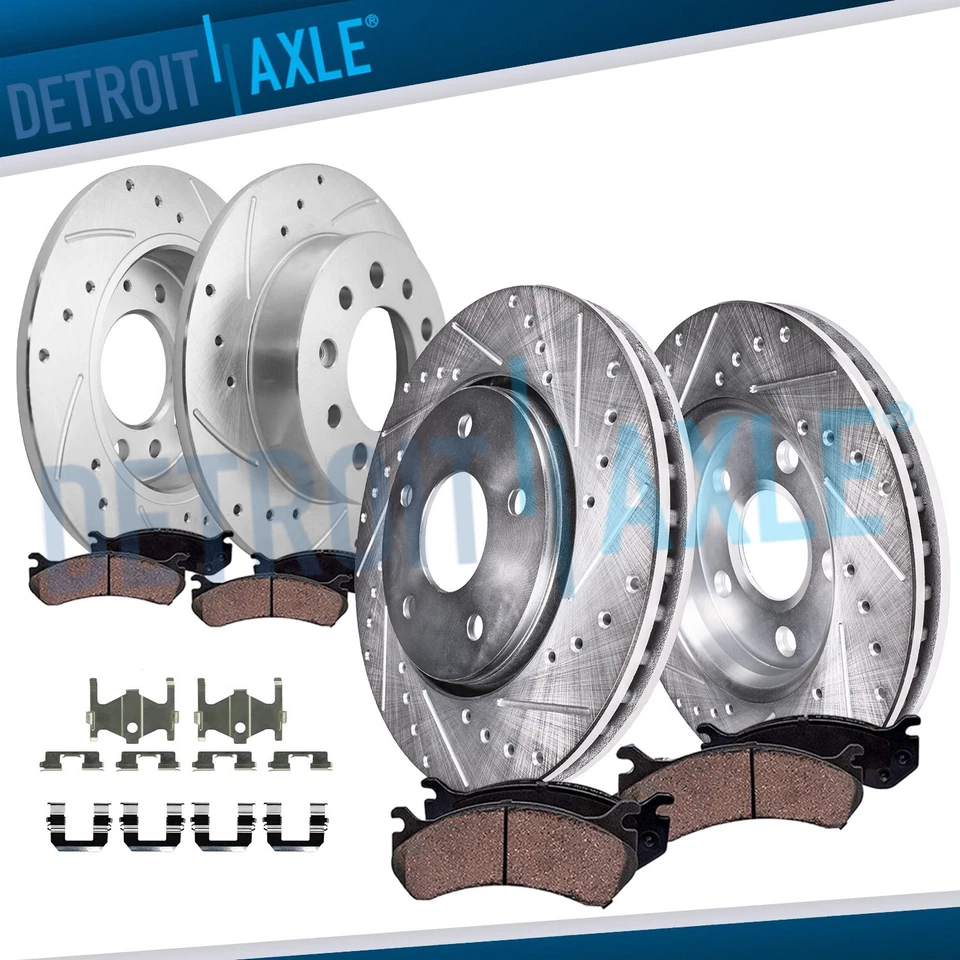 Front & Rear Drilled Rotors Ceramic Brake Pads for 2003 - 2007 Hyundai Tiburon — 第 1/4 张图片