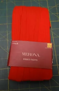 Merona Ribbed Tights 1 Pair Size S/M 025 00 33 05 95% Nylon 5% Spandex Orange - Picture 1 of 4