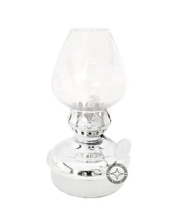 Nickel Brass Table Lantern Glass Oil Lamp Home Decoration 5 Inch Best Gift - Picture 1 of 5