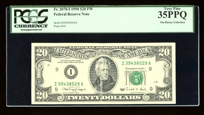 DBR 1990 $20 FRN Minneapolis Fr. 2078-I PCGS 35 PPQ Serial I39438529A - Image 1 of 2