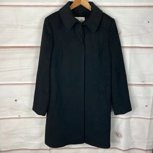 Fleurette Coat Womens 6 Black Wool Hidden Button Collar Pockets Long Sleeve - Picture 1 of 11