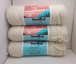 VTG Lot of 3 Off White 106 Mary Maxim Titan 3-Ply Yarn 3oz Skeins Acrylic 80 yds - Picture 1 of 9