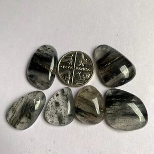 JOB LOT 6 X LODOLITE/GARDEN QUARTZ CABOCHONS, ALL NATURAL - Picture 1 of 6