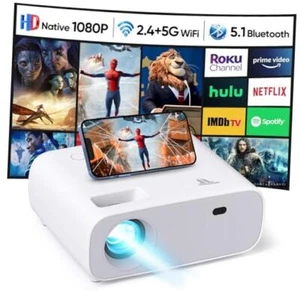 Projector with WiFi and Bluetooth, 18000 Lumen Native 1080P Projector,Portable - Picture 1 of 7