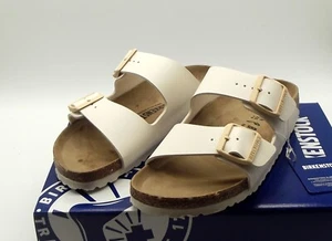 BIRKENSTOCK ARIZONA BS L6 M4 240 BIRKO FLOR EGGSHELL SCHMALE Gr 37 NEU IM KARTON - Imagen 1 de 3