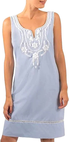 VETEMENTS Gretchen Scott abito tubino donna L ricamato a mano blu cotone tasche $189